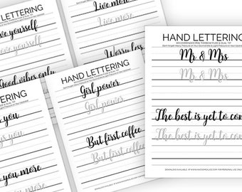 Set of 5 Quote Hand Lettering Practice Sheets | Brush Lettering Practice Worksheets for Beginners | Calligraphy | Instant Download