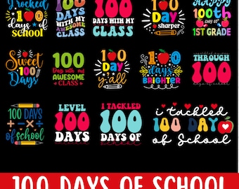 100 Days of School SVG Bundle, 100 Days Brighter, 100 Days of School, 100 Days Smarter, school SVG, School Shirt SVG, Svg for 100 days gift
