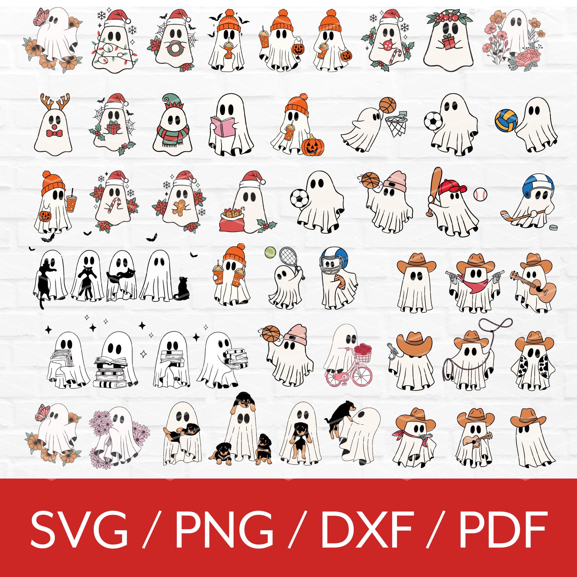 Halloween Ghost Svg Bundle, Cute Halloween Christmas Ghosts Png, Retro Halloween, Halloween Ghost Coffee, Spooky Cut File Cricut Silhouette