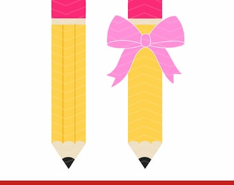 Coquette Pink Bow School Pencil SVG, Teacher Design, Back to School Cut File, Crafts Digital Download, Trendy Clipart for Cricut Silhouette