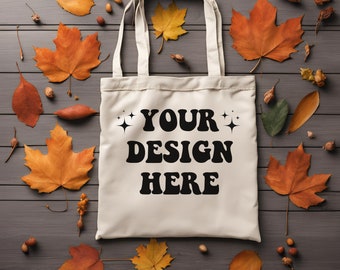 Fall Tote Bag Mockup, Natural Tote Bag Mockup, Boho Styled Tote Mock, Tote Bag Flat Lay, Shopping Bag Sublimation Blank Cotton Canvas Tote