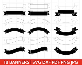 Banner Svg Bundle, Banner Clipart, Banner Png, Banner Vector, Banner Outline, Ribbon Svg, Banner Cut File designs for Cricut & Silhouette