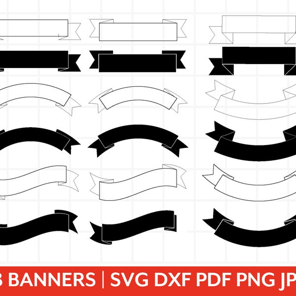 Banner Bundle, Banner Clipart, Banner Png, Banner Vektor, Banner Umriss, Ribbon SVG, Banner Cut File Designs für Cricut & Silhouette