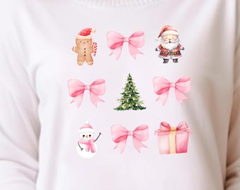 Coquette Christmas png, Coquette Bow Png, Christmas Sublimation, Pink Bow Christmas Png, Retro Holidays png, Holiday Vibes, Girly Christmas