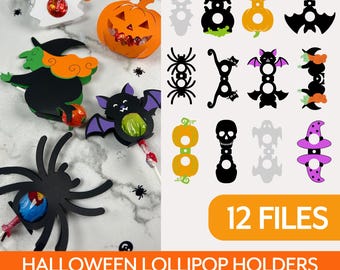 Halloween Lollipop Holders SVG, Kids Candy Holder Svg, Halloween Treat Box, Cricut Layered Lollipop Template, DIY Craft, Sucker Holder SVG