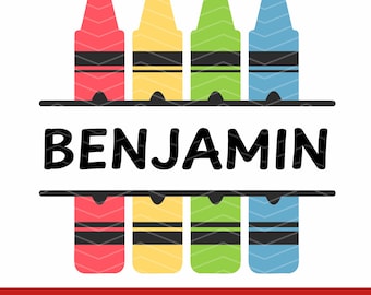 Monogramma a pastello diviso in formato SVG, file di taglio per etichetta con nome a matita, design per insegnanti, download digitale per il ritorno a scuola, clipart per Cricut Silhouette