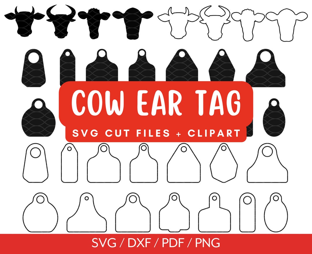 Cow Tag SVG Bundle, Ear Tag Clipart, Eartag PNG, Cattle Ear Tag Vector