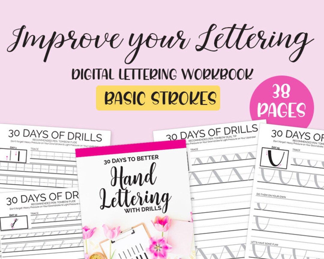Brush Lettering Practice Workbook | Basic Strokes | Basic Stroke ...