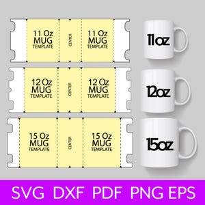 11, 12, 15 Unzen Becher Vorlage, Sublimationsbecher Vorlage, Full Wrap Becher Vorlage, Cricut Becherpresse Vorlage, Becherwickelvorlage SVG für Cricut