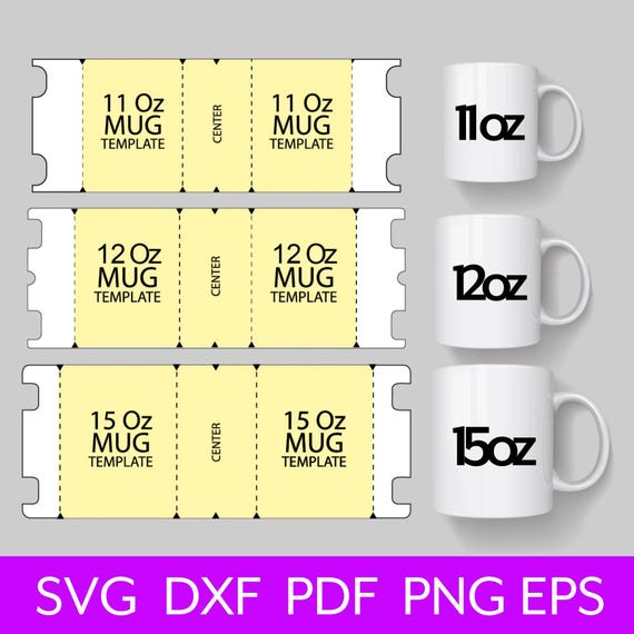 11, 12, 15 oz Mug Template, Sublimation Mug Template, Full Wrap Mug  Template, Cricut Mug Press Template, Mug Wrap Template SVG for Cricut