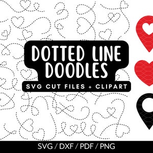 Dotted Line Heart Svg Bundle, Dashed Line Doodles Heart Clipart, Hand Drawn Heart PNG Vector, Heart Cut File designs for Cricut & Silhouette