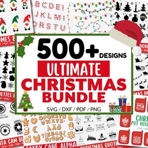 CHRISTMAS SVG BUNDLE, 500+ Designs, Funny Christmas Clipart, Christmas Sayings Quotes, Santa, Winter, Holiday, Cut Files Cricut & Silhouette