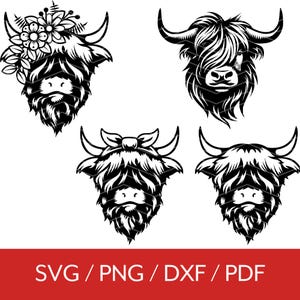 Highland Cow SVG Bundle, Highland Cow Clipart Png, Baby Highland Cow Vector, Cow Silhouette, Sublimation, Cut File for Cricut & Silhouette