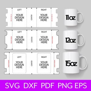 11, 12, 15 Unzen Becher Vorlage, Voll Wrap Becher Vorlage, Sublimationsbecher Vorlage, Cricut Becherpresse Vorlage, Becherwickelvorlage SVG für Cricut