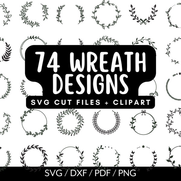 Wreath Svg Bundle, Circle Floral Clipart, Floral Wreath PNG Vector, Wedding Monogram Wreath Cut File designs for Cricut & Silhouette