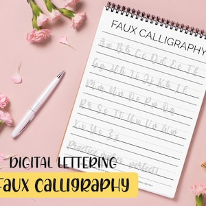 Feuille de travail de lettrage imprimable de fausse calligraphie | Pratique de lettrage au pinceau pour les débutants | Calligraphie | Téléchargement instantané