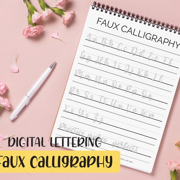 Faux Calligraphy Printable Handlettering Worksheet | Brush Lettering Practice for Beginners | Calligraphy | Instant Download