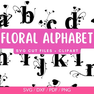 Floral Alphabet Svg Bundle, Monogram Letter A-Z Clipart, Floral Letter PNG Vector, Wedding Letters Cut File designs for Cricut & Silhouette