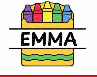 Cornice con nome in formato SVG per scatola di pastelli a cera, file di taglio per etichetta monogramma a matita, design per insegnanti, download digitale per il ritorno a scuola, clipart per Cricut Silhouette