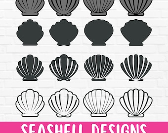 Muschel SVG, Muschel Umriss massiv, süße Pastell Meerjungfrau Clipart PNG, bunte Sea Life DXF, digitaler Download Schnitt Datei Cricut & Silhouette