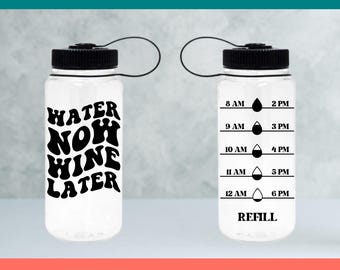 Water Now Wine Later Water Tracker SVG, Retro Groovy Hydration Tracker, Water Bottle PNG, Fitness Motivation, Drink More Water Reminder DXF