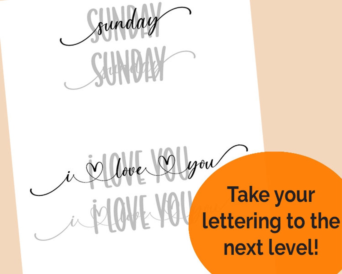 Brush Lettering Printable Handlettering Worksheets Hand - Etsy