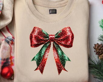 Coquette Christmas png, Coquette Bow png, Christmas Girly png, Glitter Bow png, Sequins Holiday png, Merry xmas Retro Christmas png Disco