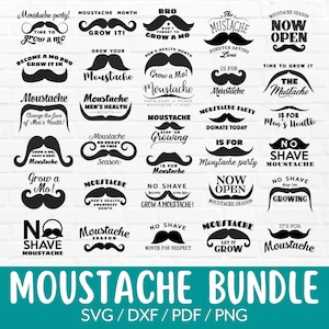 Moustache Svg Bundle, Moustache Month Quotes Clipart, Shirt Png, Sayings Vector, Facial Hair Cut File designs for Cricut & Silhouette