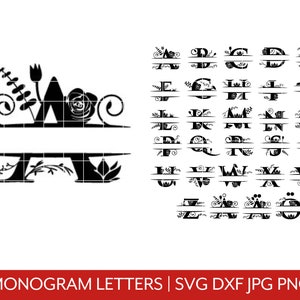 Split Monogram A-Z Instant Download, svg, pdf, dxf, laser, cut file, editable, last name wall art, metal, wood, easy to use, Mothers Day