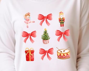 Coquette Christmas Nutcracker png, Coquette Bow Png, Christmas Sublimation, Pink Bow Christmas Png, Retro Holidays png, Girly Christmas