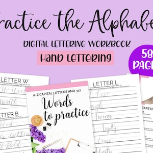 Alphabet Hand Lettering Practice Sheets | Brush Lettering Practice Workbook for Beginners | Calligraphy | Instant Download