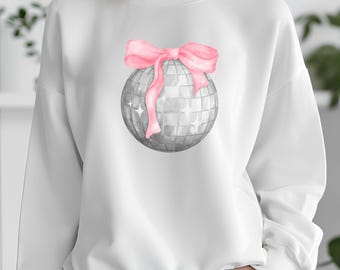 Coquette Disco Ball png, Soft Girl Era png, Pink Bow, Aesthetic, Ribbon, Girlie Png, Coquette Shirt Design, Trendy Design TShirt Sublimation
