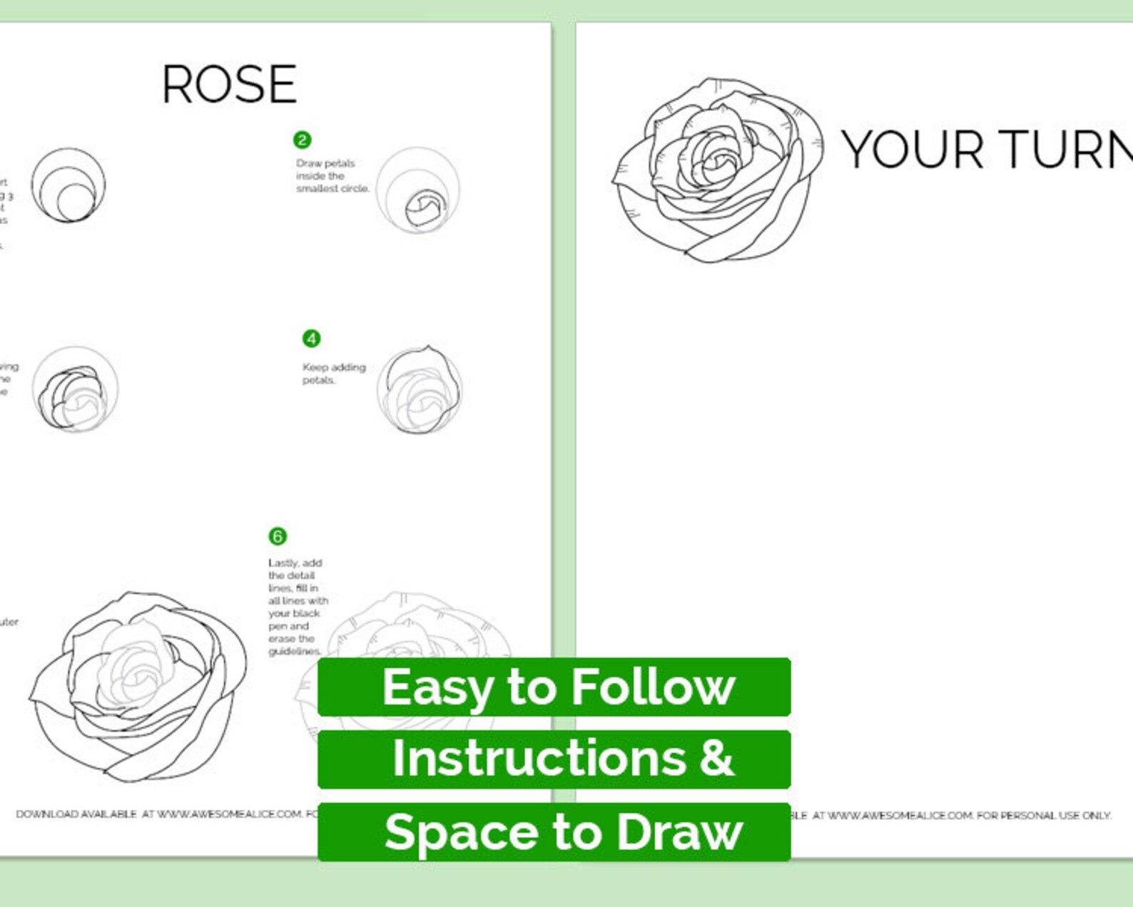 How to Draw Flowers Printable Worksheets for Lettering, Bullet Journal ...