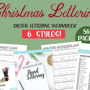 Hand Schriftzug Weihnachten | Urlaub Brush Lettering Praxis Workbook für Anfänger | Kalligraphie | Sofort Download