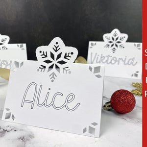 Christmas Pop-up Place card SVG, 3D Placecard SVG, Snowflake Cutout, Popup placecard, Winter Paper Decoration, SVG files Cricut & Silhouette
