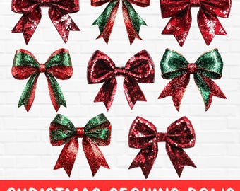 Coquette Christmas png Bundle, Coquette Sequins Bow png, Christmas Girly png, Glitter Bow png, Holiday png Merry xmas Retro Christmas png