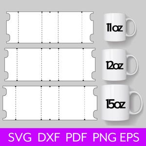 11, 12, 15 oz Sublimationsbecher Vorlage, Becher Vorlage, Full Wrap Becher Vorlage, Cricut Becherpresse Vorlage, Becherwickelvorlage SVG für Cricut