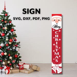 Merry Christmas Sign Svg, Christmas Porch Leaner Svg, Vertical Christmas Sign Svg, Welcome Front Porch Png, Cut Files for Cricut Silhouette