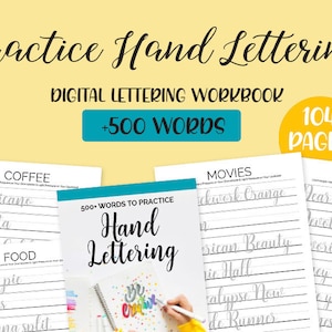 500+ Words to Practice Your Hand Lettering | Brush Lettering Practice Workbook for Beginners | Calligraphy | Instant Download