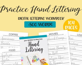 500+ Words to Practice Your Hand Lettering | Brush Lettering Practice Workbook for Beginners | Calligraphy | Instant Download