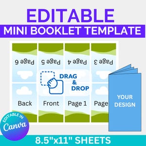 Editable Booklet Canva Template, Foldable DIY Book, Easy Drag & Drop Design, Mini Coloring Book, Kids Activity Book, Digital Download