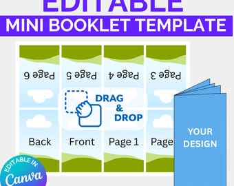 Editable Booklet Canva Template, Foldable DIY Book, Easy Drag & Drop Design, Mini Coloring Book, Kids Activity Book, Digital Download