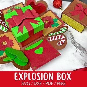 Weihnachts Explodierende Box SVG, DIY Explosionsbox, Geschenkbox Vorlage, Weihnachtsboxen für Geschenke, WeihnachtsSvg-Dateien Cricut & Silhouette