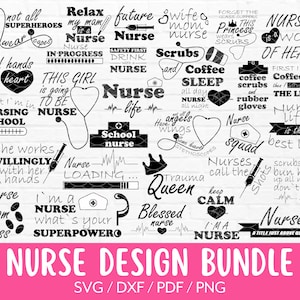 Nurse Svg Bundle, Nurse Quotes Clipart, Doctor Png, Stethoscope Sayings Vector, Medical Nursing Cut File designs for Cricut & Silhouette