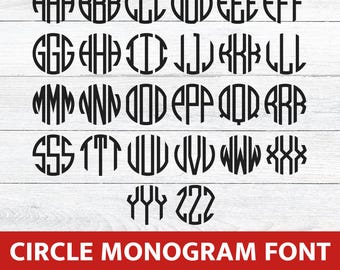 Kreis Monogramm Schriftart SVG, digitaler Download, Stickdatei, Cricut Dateien, Benutzerdefinierte Monogrammvorlagen, DIY Monogrammprojekte, Pdf, Png, Dxf