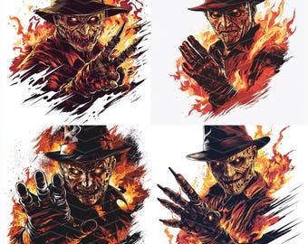 Horror Movie PNG, Scary Movie png, Halloween Character Designs, Freddy Krueger PNG, Nightmare on Elm Street PNG, Halloween Sublimation