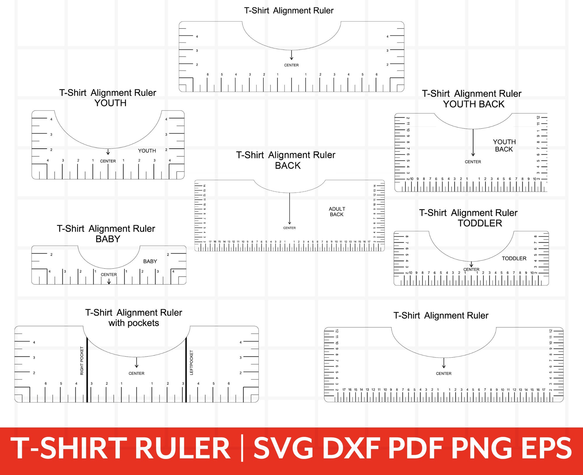 T-shirt HTV Vinyl Alignment Ruler Tool/guide, for Vinyl Cut or