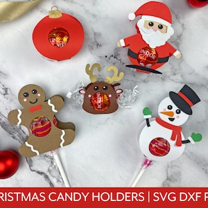 Christmas Lollipop Holder SVG, Reindeer Santa Snowman Gingerbread Candy Holder, Candy Holder SVG, Digital Download for Cricut & Silhouette