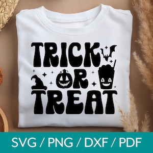 Trick or Treat Svg, Halloween Quote SVG, Retro Halloween Png, Trendy Popular Halloween, Trick or Treat Bag SVG, Kids Halloween Svg, Cut File