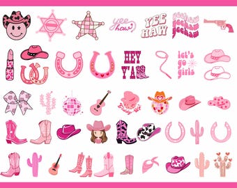 Pink Cowgirl SVG Bundle, Cowgirl Boots Svg, Cowgirl Hat Svg, Let's Go Girls Svg, Disco Cowgirl Svg, Yee haw Svg, Western Svg, Horseshoe Svg